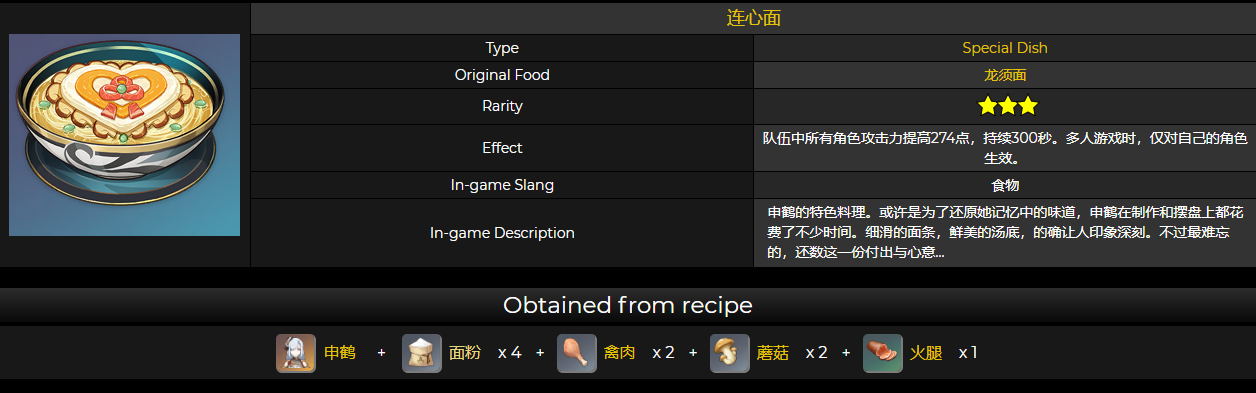 原神申鹤特殊料理配方是什么