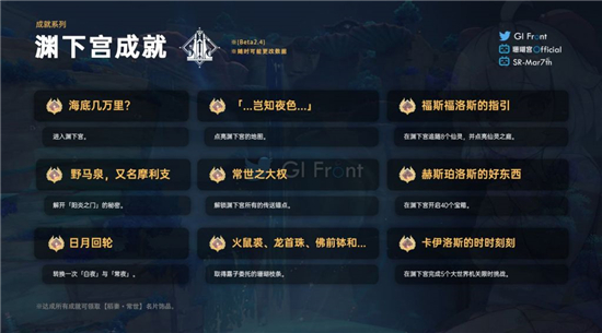 原神渊下宫成就有哪些