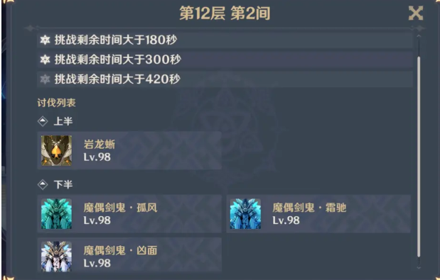 原神2.3第一期深渊11和12层怎么打