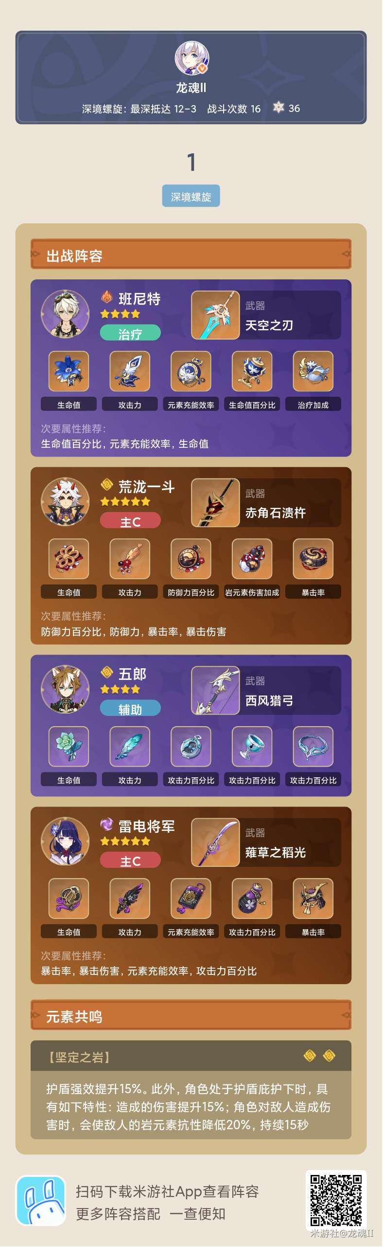 原神2.3荒泷一斗队伍配置分享
