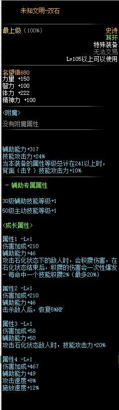 DNF105级石化史诗套装属性介绍