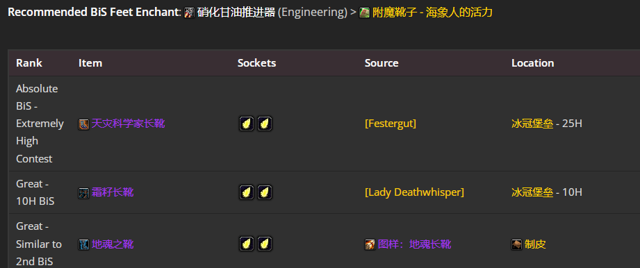 魔兽世界wlkP4奶骑BIS装备宝石附魔推荐