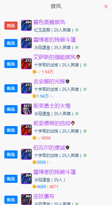 魔兽世界wlkP5冰法BIS装备宝石附魔推荐