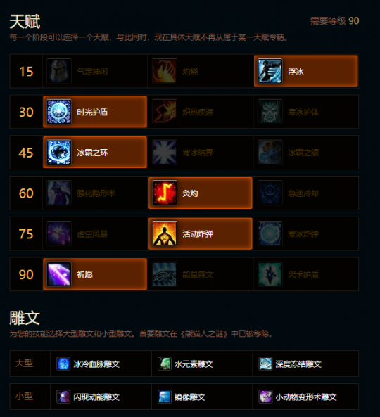 魔兽世界熊猫人之谜冰法天赋雕文推荐