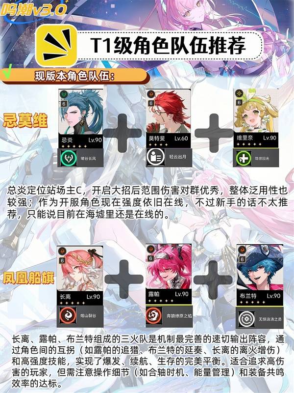 鸣潮3.0主流配队推荐