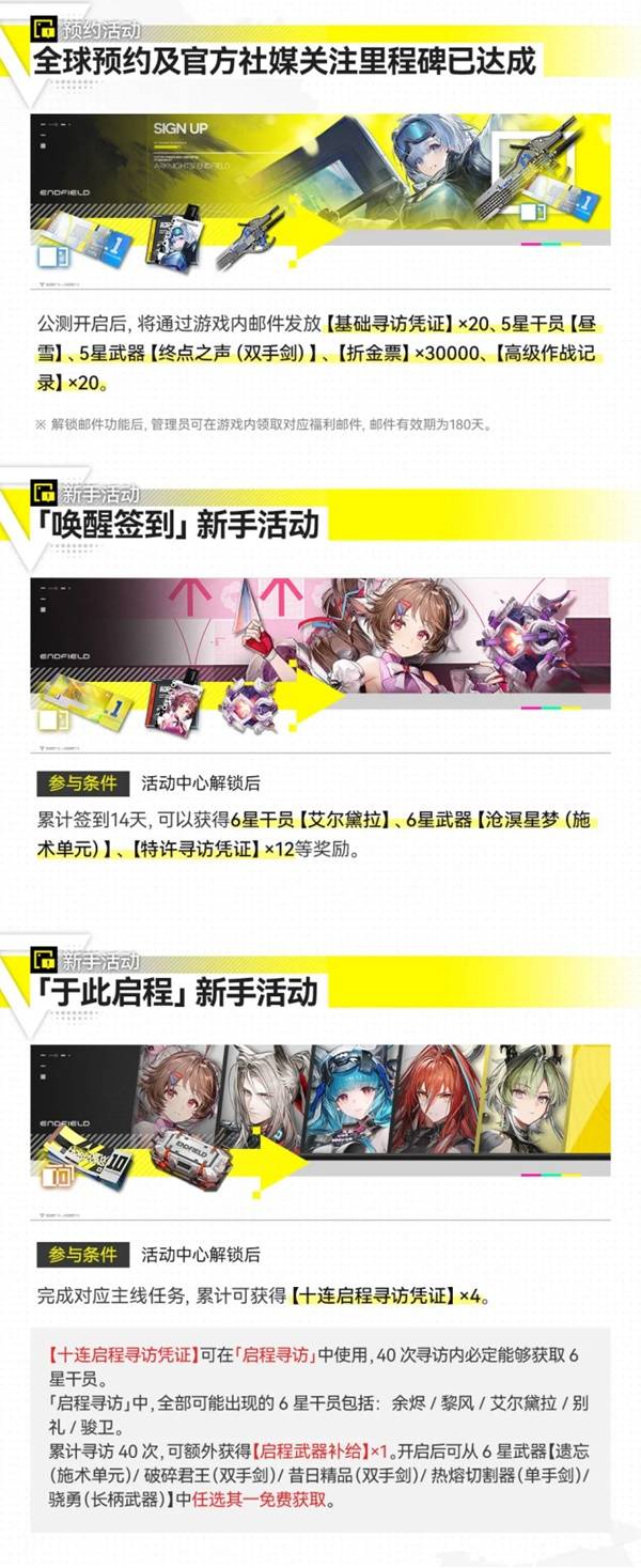 明日方舟终末地公测奖励汇总