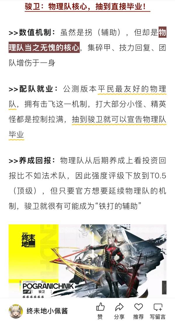 明日方舟终末地六星干员强度排名